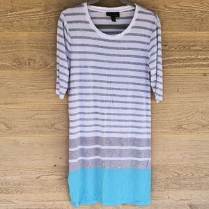Cynthia Rowley Blue Gray White Striped Dress